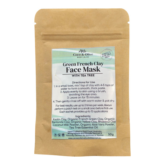 Green French Clay Face Mask - Oily Skin + Brush