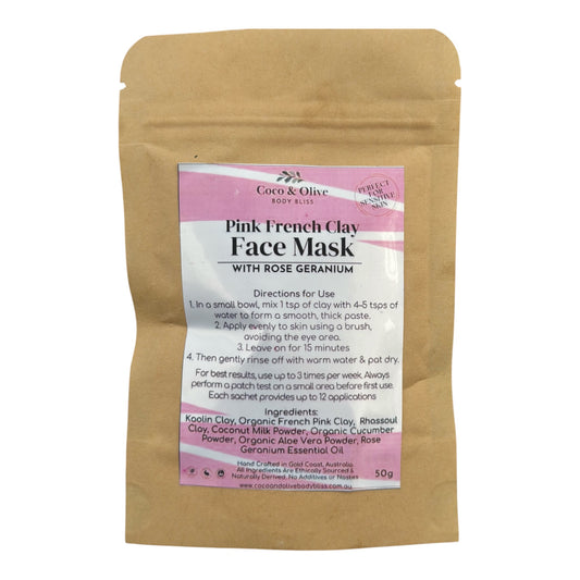 Pink French Clay Face Mask -Sensitive skin + Brush (Copy)