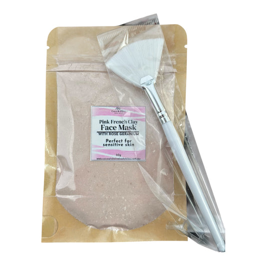 Pink French Clay Face Mask - Sensitive skin + Brush (Copy)